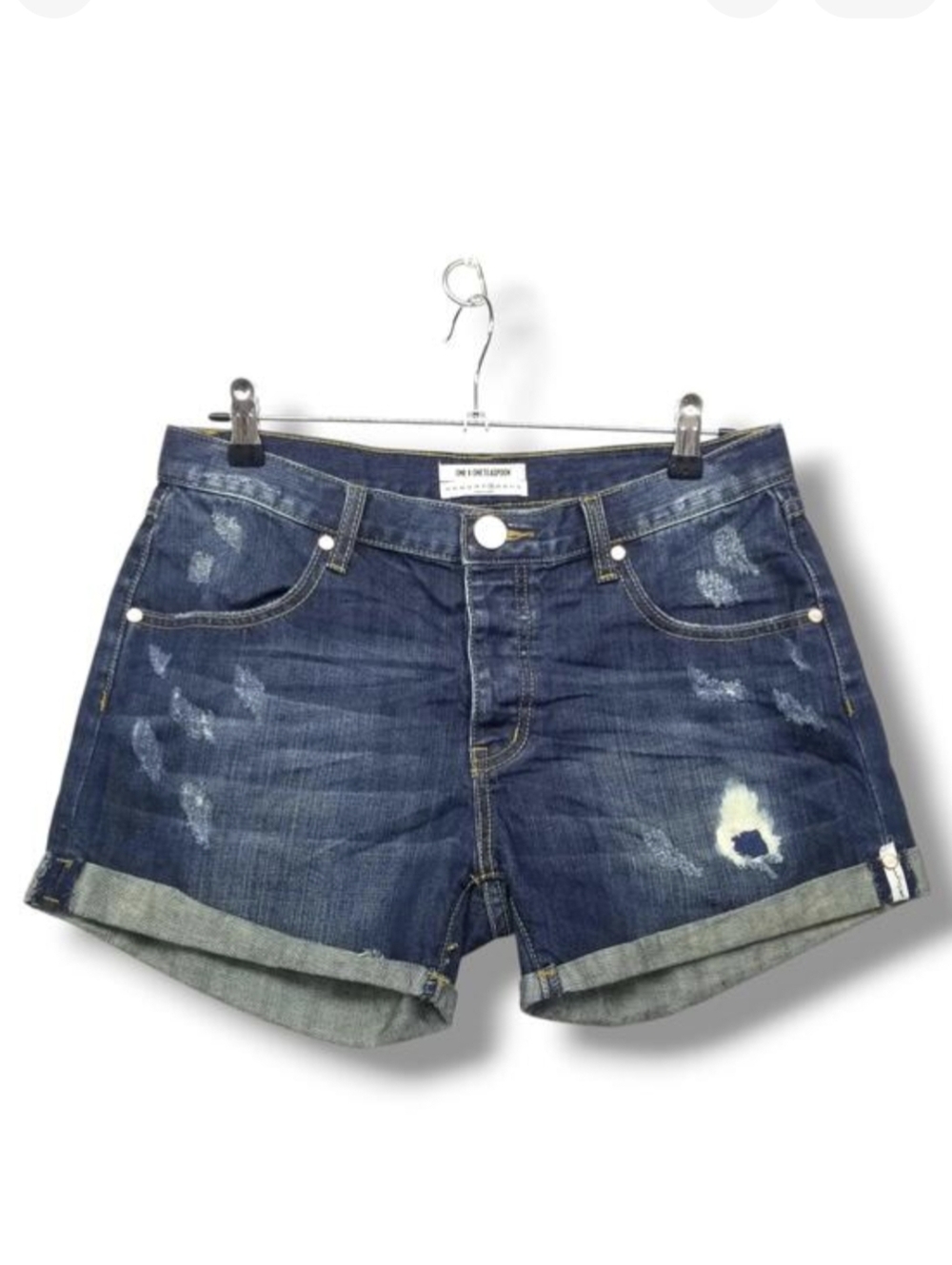 One Teaspoon Denim Jean Shorts 28 Dark Wash Blue‎ Button Fly Short